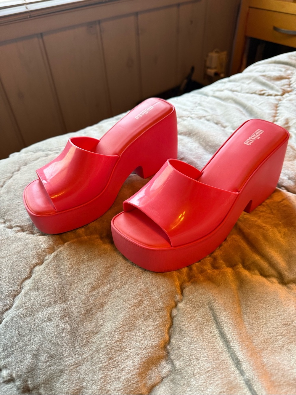 Melissa Hot Pink Platform Slide Sandals